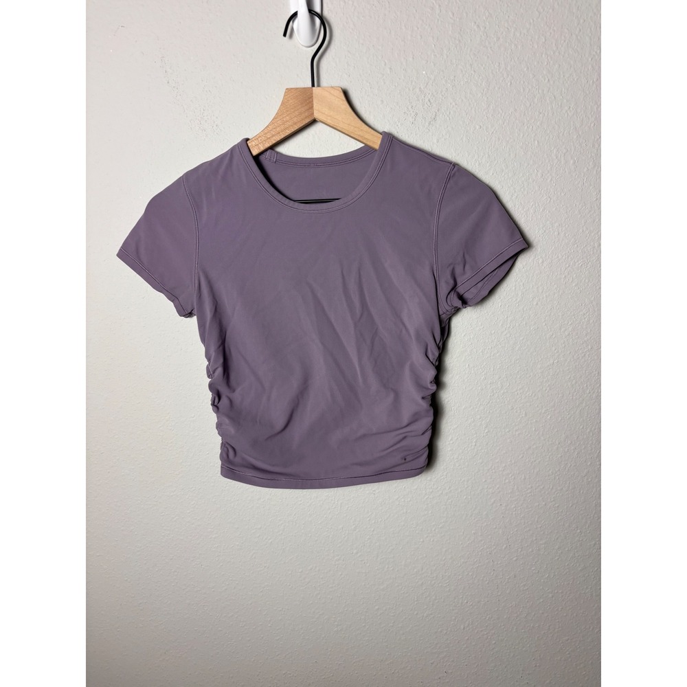 Lululemon All It Takes Nulu Short Sleeve T-Shirt Purple Ash Ruched Size 6